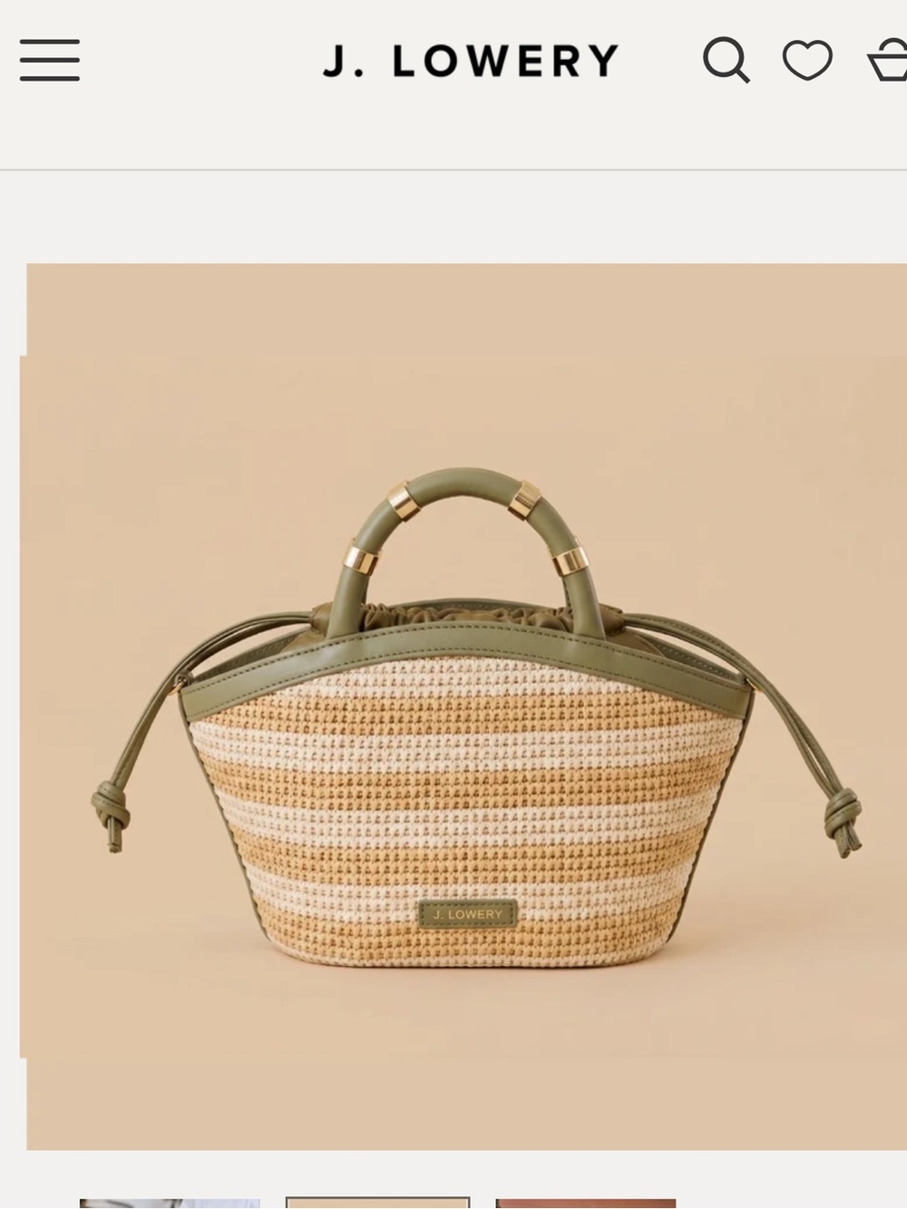 Olive Trim Straw Tote Bag J.Lowery